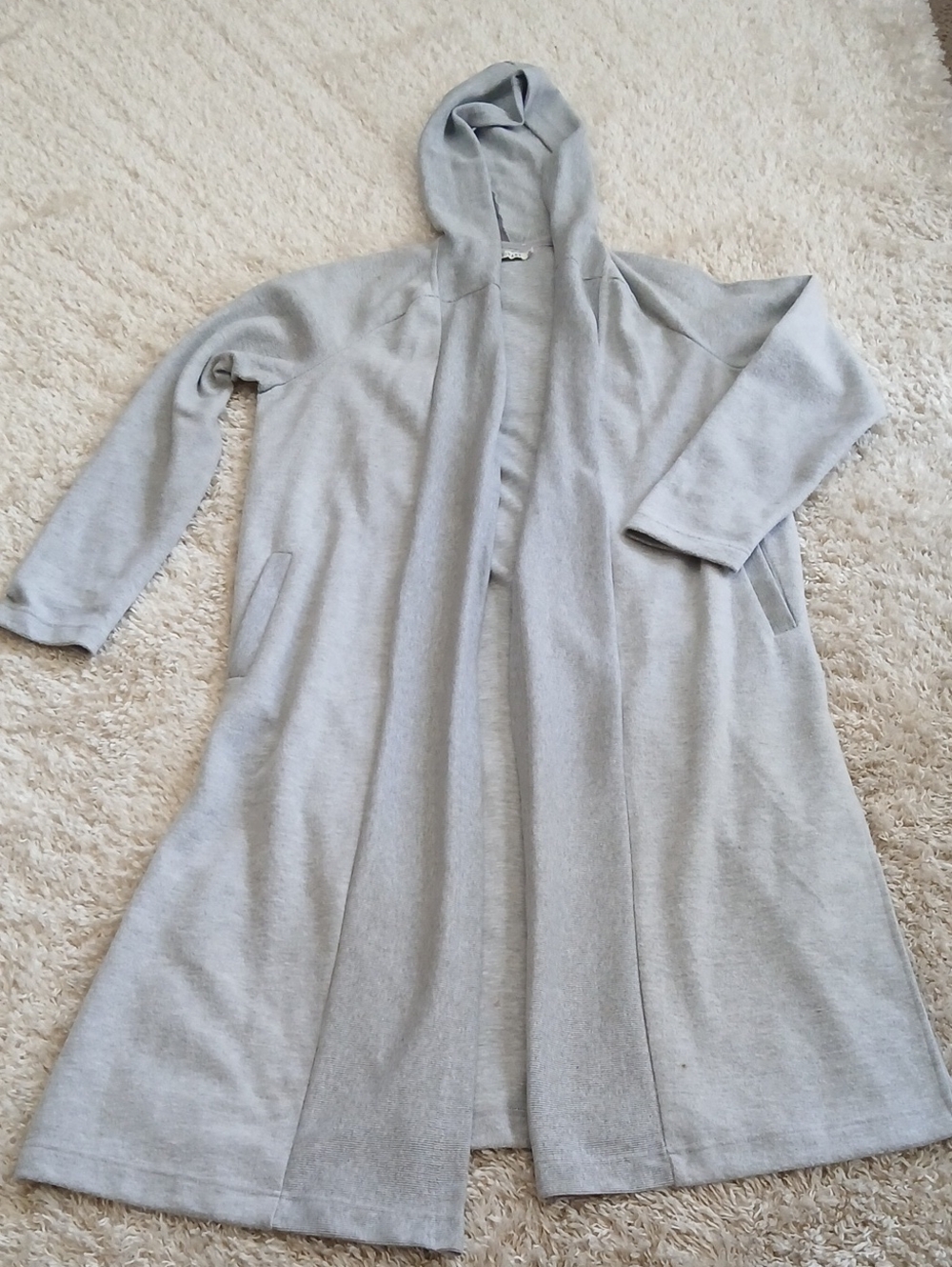 WORN LONG OPEN FRONTHOODED SWEATER